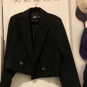 Zara Women's Black Blazer Crop Jacket